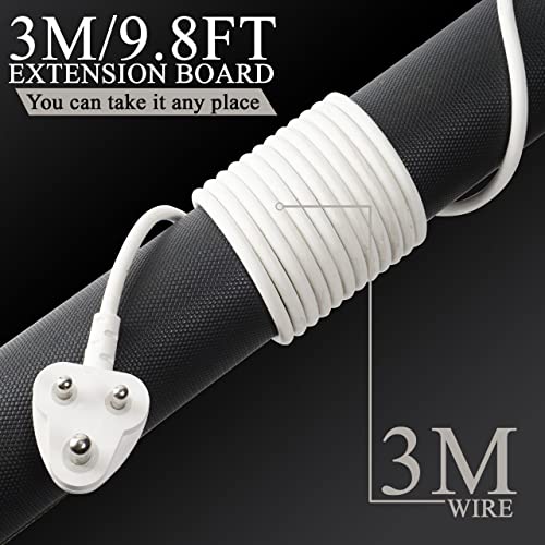 FatCherry FC2011 Extension Board, 4 + 1 Power Strip 240 Volts with Master Switch, Safety Shutter, Indicator 4 International sockets, Grey Colour & White, 3 Meters Long Wire - Image 4