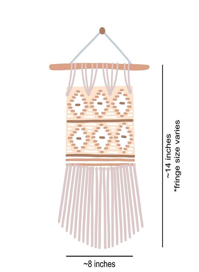 pepme Macrame Wall Hanging Woven Tapestry Boho Chic Wall Decor, Beautiful Geometric Wall Art for Apartment, Living Room Home Decoration (Diamond Triangle, Off-White, 8x14 Inches, pack of 1) - Image 4