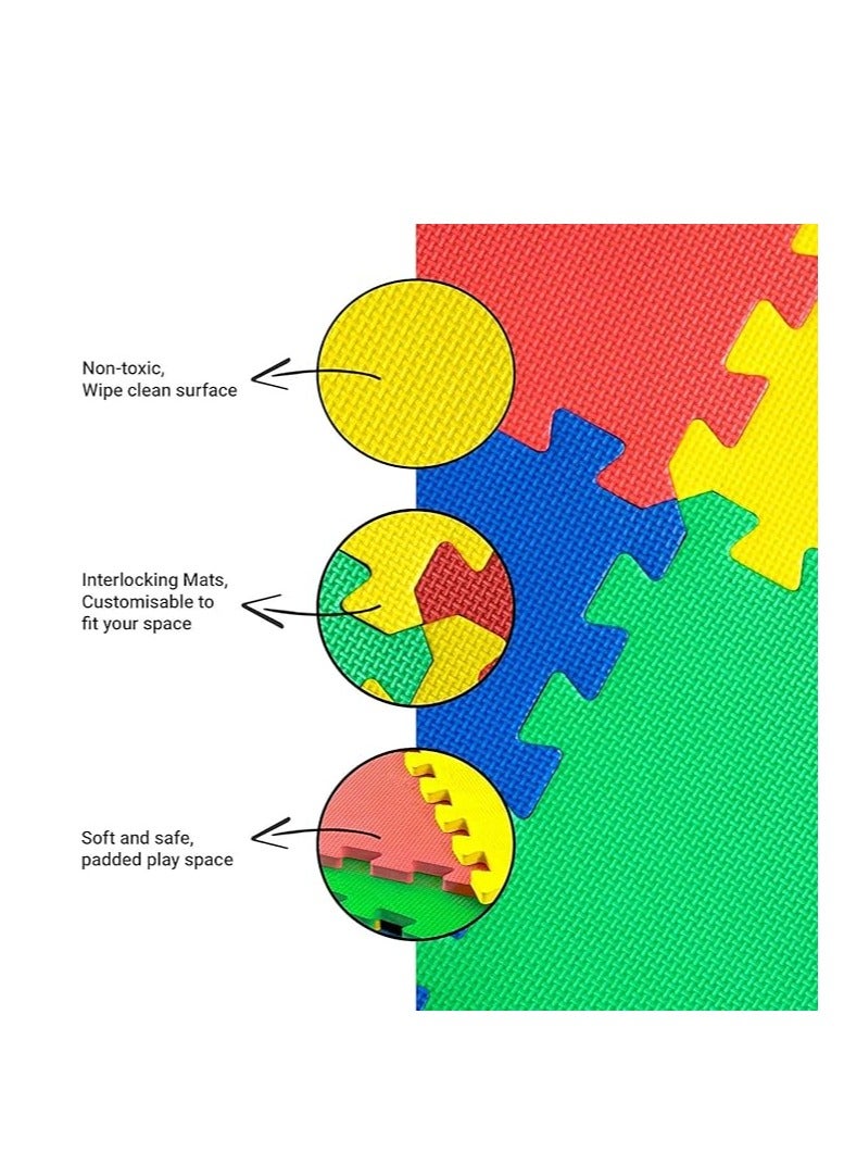 Cool Baby سجادة لعب ناعمة غير سامة للأطفال | سجادة لعب للأطفال الصغار | سجادة لعب بألوان زاهية على شكل أحجية | 16+2 مكعب إضافي من الفوم لسجادة أرضية للأطفال والرضع | سجادة أرضية من فوم EVA متداخلة - Image 4