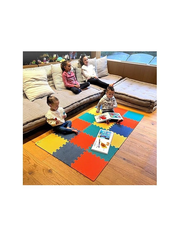 Cool Baby سجادة لعب ناعمة غير سامة للأطفال | سجادة لعب للأطفال الصغار | سجادة لعب بألوان زاهية على شكل أحجية | 16+2 مكعب إضافي من الفوم لسجادة أرضية للأطفال والرضع | سجادة أرضية من فوم EVA متداخلة - Image 5