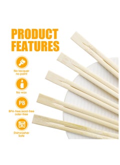SYOSI 100 زوج من أعواد الطعام المت disposable، أعواد خشب البامبو الصلبة بدون شظايا، أعواد خشبية مت disposable مغلفة بشكل فردي مع غلاف ورقي للسوشي، والأطباق الآسيوية، والمعكرونة، 8.27 بوصة  - Image 2