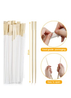 SYOSI 100 زوج من أعواد الطعام المت disposable، أعواد خشب البامبو الصلبة بدون شظايا، أعواد خشبية مت disposable مغلفة بشكل فردي مع غلاف ورقي للسوشي، والأطباق الآسيوية، والمعكرونة، 8.27 بوصة  - Image 4