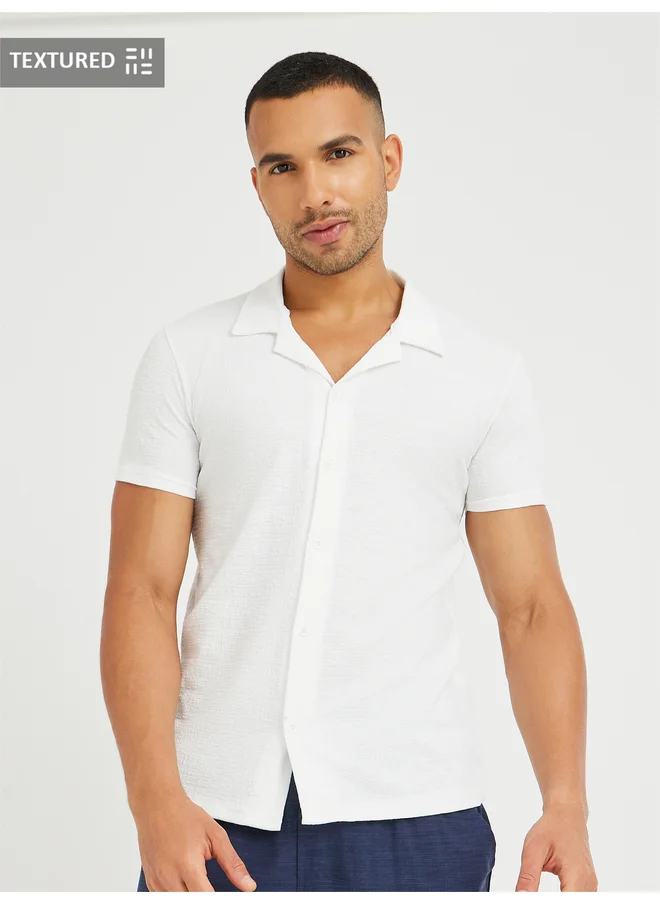 ستايلي Styli Textured Relaxed Fit Buttoned Shirt