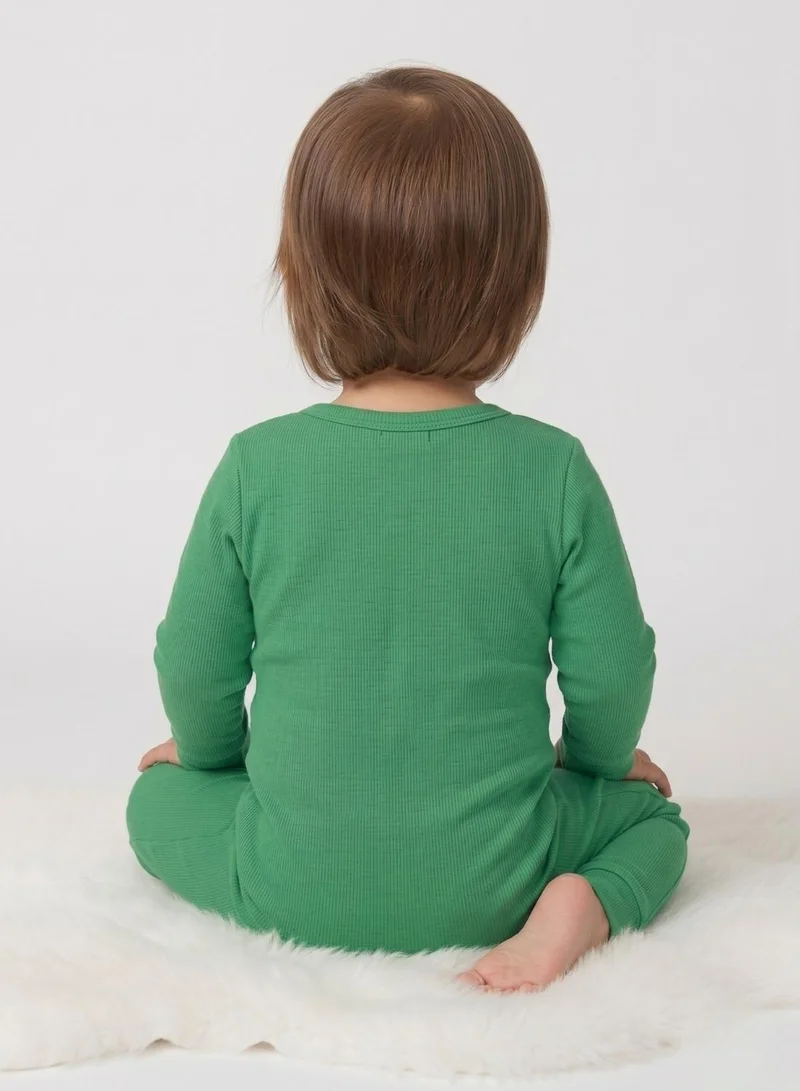 بيبي كلو Baby Green Dinosaur Roarrr Full Sleeve Romper
