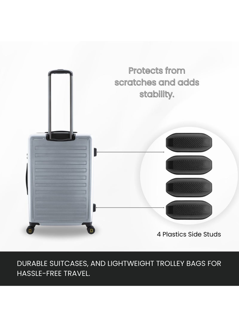 NATIONAL GEOGRAPHIC National Geographic Cruise 100% PC Hardshell Suitcase Set Silver, Durable Lightweight  TSA Combination Lock Travel Luggage, 4 Quite Spinner Wheel, 3pcs Trolley Bag (20+24+28 Inch)  - Image 5