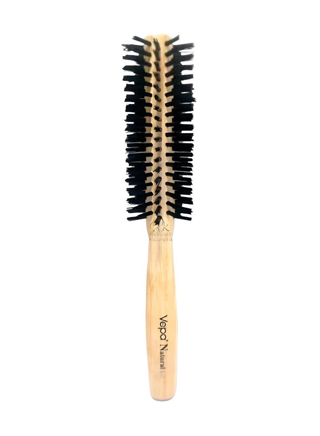 Vepa Vepa N-193 Round Wooden Hair Brush – Natural Anti-Static Styling Brush for Blow-Drying & Volume | Heat-Resistant Bristles, Ergonomic Handle | Ideal for Curly, Thick, or Straight Hair | Beige