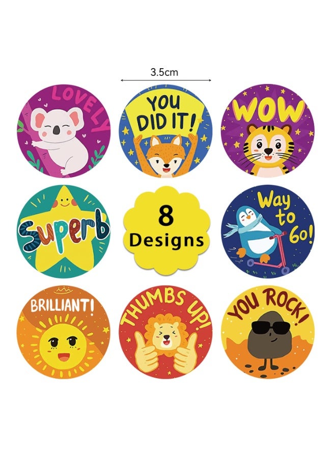 JZS 500pcs Teacher Motivational Stickers for Kids, Deal Stickers for Kids Behavior incentives1 Inch, Cute Animal Stickers (3.8cm,1 Rolls) - Image 2