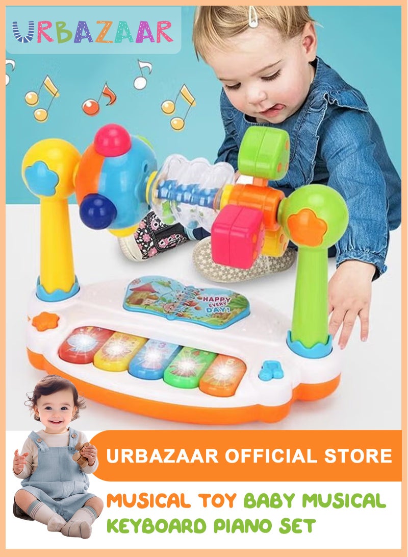 أوربازار لعبة موسيقية، مجموعة بيانو موسيقية للأطفال، لعبة تعليمية مضيئة، ألعاب مونتيسوري تعليمية مبكرة للأطفال الصغار، الأولاد والبنات، أعياد الميلاد - Image 1