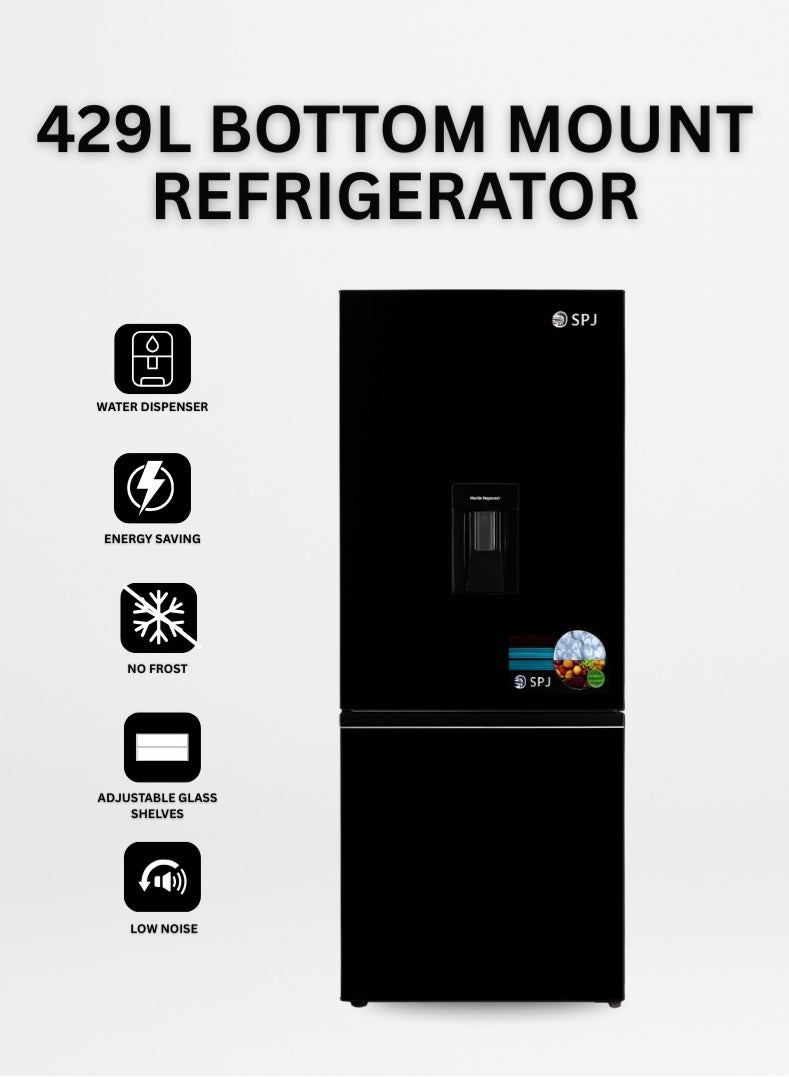 SPJ 429 Litres Double Door Refrigerator with Water Dispenser – Black | Model: RFGB-BBLU429C | 1 Year Full Warranty, 5 Years Compressor Warranty - Image 1