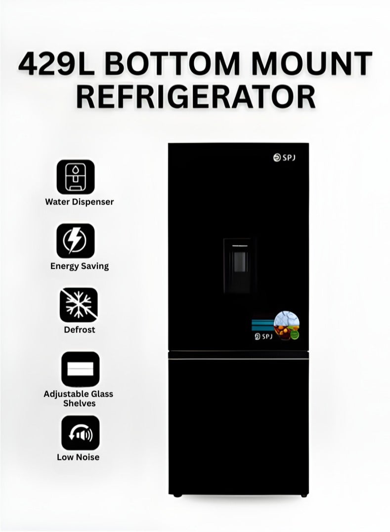 SPJ 429 Litres Double Door Refrigerator with Water Dispenser – Black | Model: RFGB-BBLU429C | 1 Year Full Warranty, 5 Years Compressor Warranty - Image 1