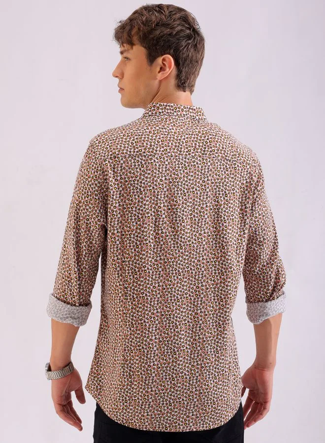The Indian Garage Co Men Slim Fit Printed Full Sleeves Cutaway Collar Party Wear Shirt