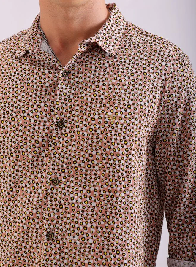 The Indian Garage Co Men Slim Fit Printed Full Sleeves Cutaway Collar Party Wear Shirt