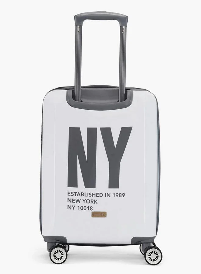 DKNY GREY Logo Print Hardcase Trolley Bag with Retractable Handle - 20 Inches Check-in Bag for Men | Best Price UAE