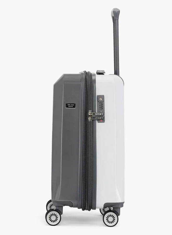 DKNY GREY Logo Print Hardcase Trolley Bag with Retractable Handle - 20 Inches Check-in Bag for Men | Best Price UAE