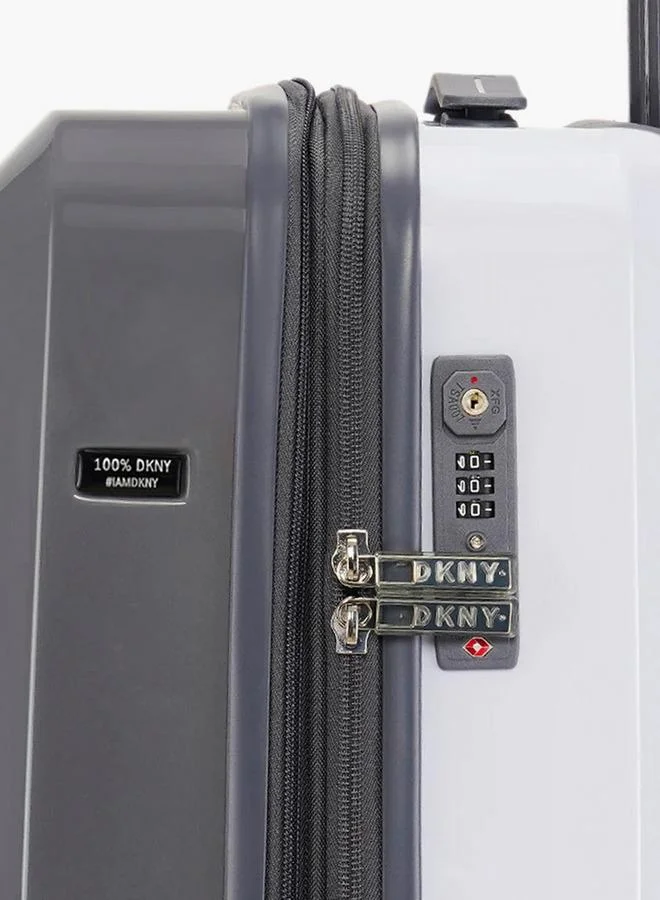 DKNY GREY Logo Print Hardcase Trolley Bag with Retractable Handle - 20 Inches Check-in Bag for Men | Best Price UAE