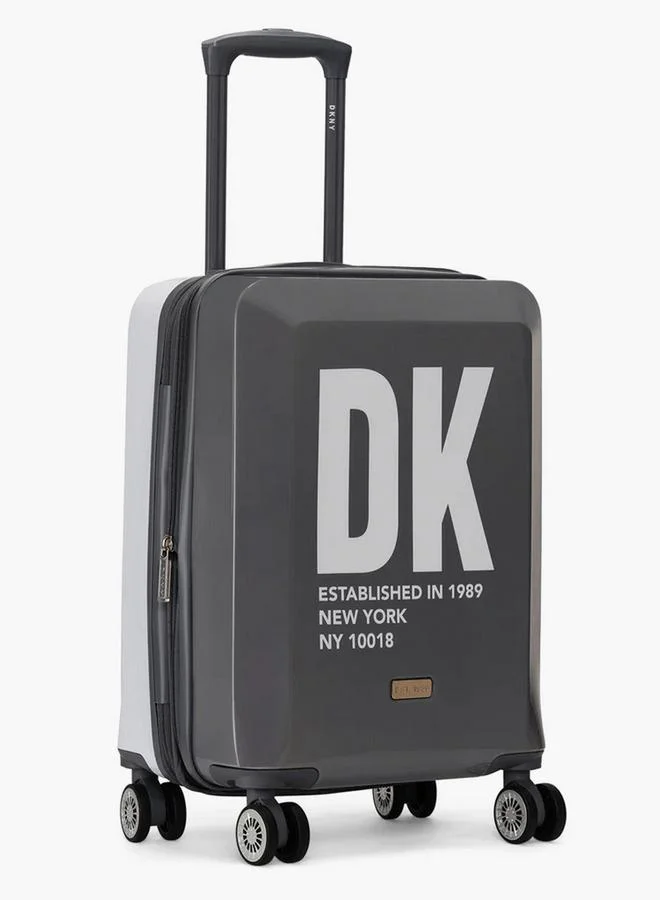 DKNY GREY Logo Print Hardcase Trolley Bag with Retractable Handle - 20 Inches Check-in Bag for Men | Best Price UAE
