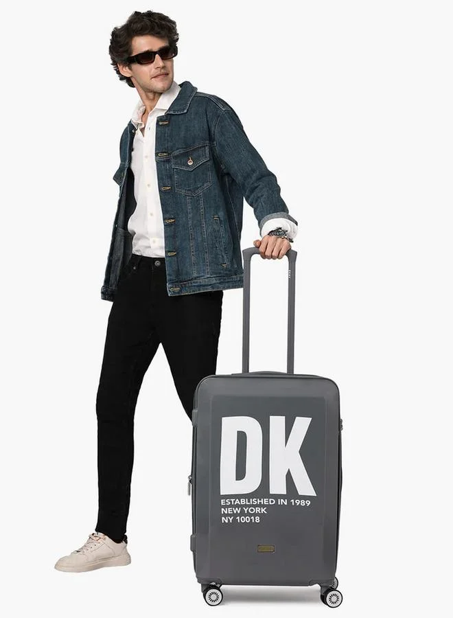 DKNY Logo Print Hardcase Trolley Bag with Retractable Handle - 20 Inches Check-in Bag