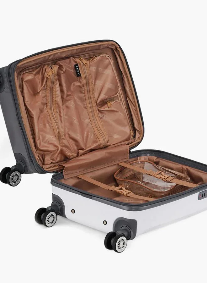 DKNY GREY Logo Print Hardcase Trolley Bag with Retractable Handle - 20 Inches Check-in Bag for Men | Best Price UAE