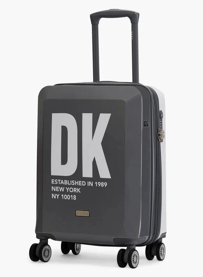 DKNY GREY Logo Print Hardcase Trolley Bag with Retractable Handle - 20 Inches Check-in Bag for Men | Best Price UAE