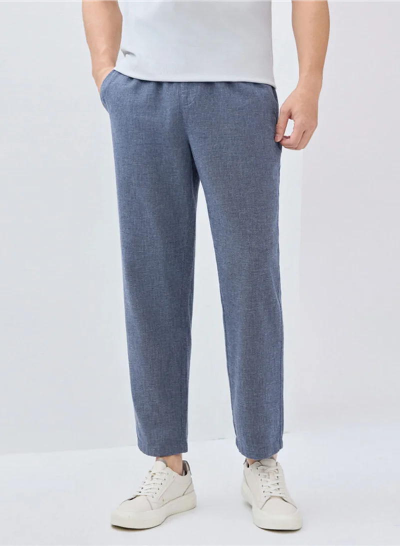 GIORDANO Men’s Slim Taper Linen Cotton Crop Pants