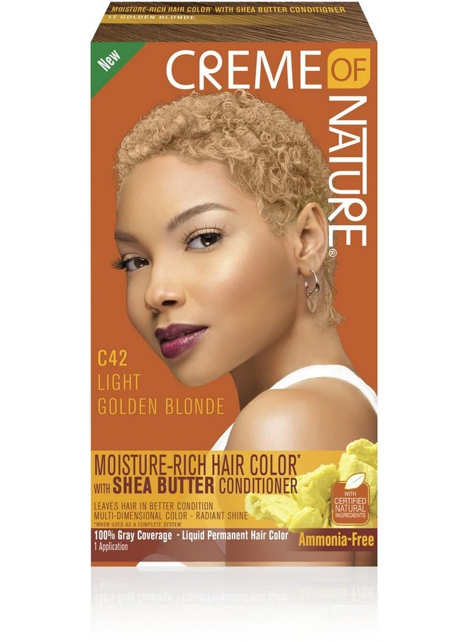 Creme of Nature مجموعة ألوان الشعر الغنية بالرطوبة C42 أشقر ذهبي فاتح 1 تطبيق  - Image 2