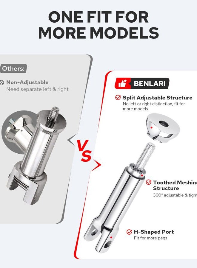 Benlari Passenger Foot Pegs Footpegs Footrest with Support Mounting Kit Stainless Steel Fit for Harley Davidson Softail 2018-2024 (Chrome) - Image 4