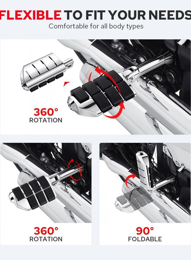 Benlari Passenger Foot Pegs Footpegs Footrest with Support Mounting Kit Stainless Steel Fit for Harley Davidson Softail 2018-2024 (Chrome) - Image 2