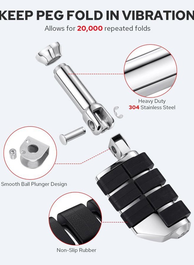 Benlari Passenger Foot Pegs Footpegs Footrest with Support Mounting Kit Stainless Steel Fit for Harley Davidson Softail 2018-2024 (Chrome) - Image 5