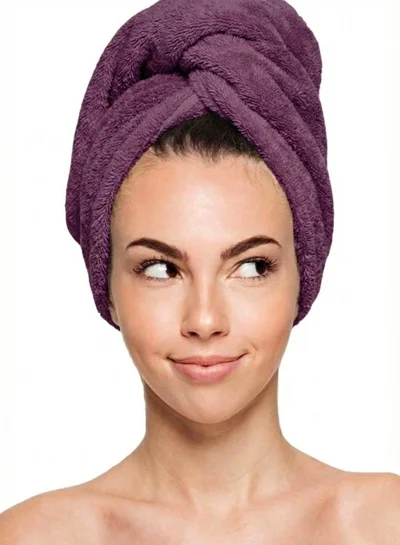 1Chase 100% Cotton Terry Hair Towel Wrap, Purple