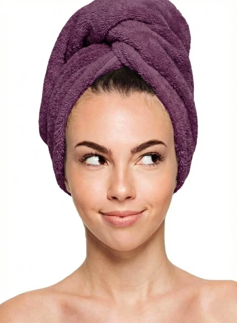 1Chase 100% Cotton Terry Hair Towel Wrap, Purple