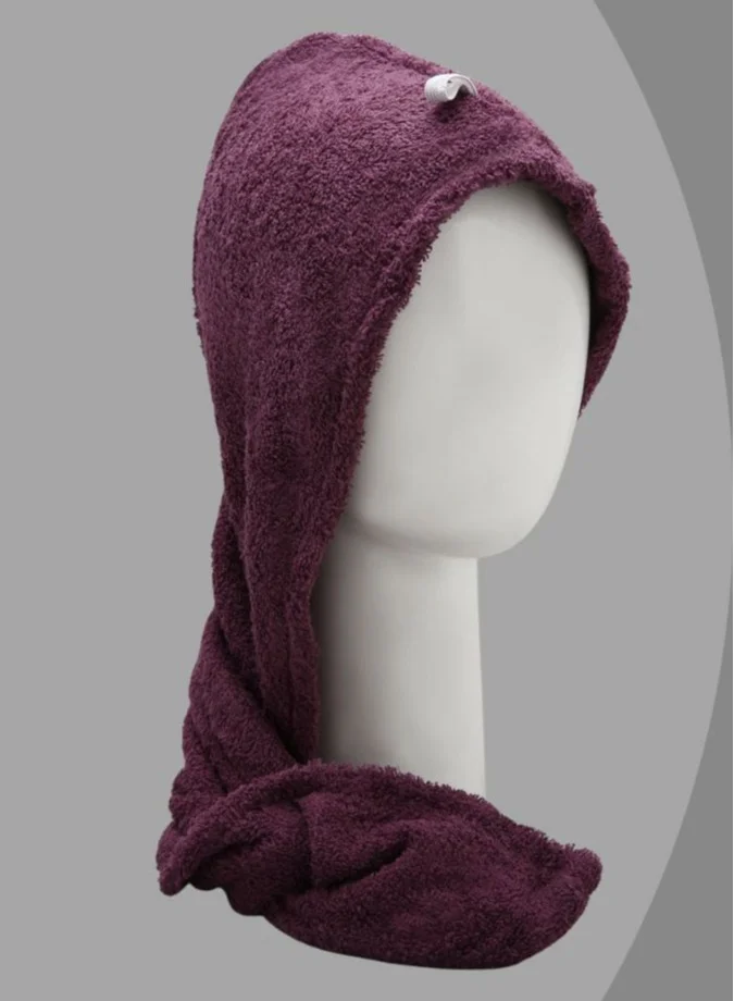 1Chase 100% Cotton Terry Hair Towel Wrap, Purple