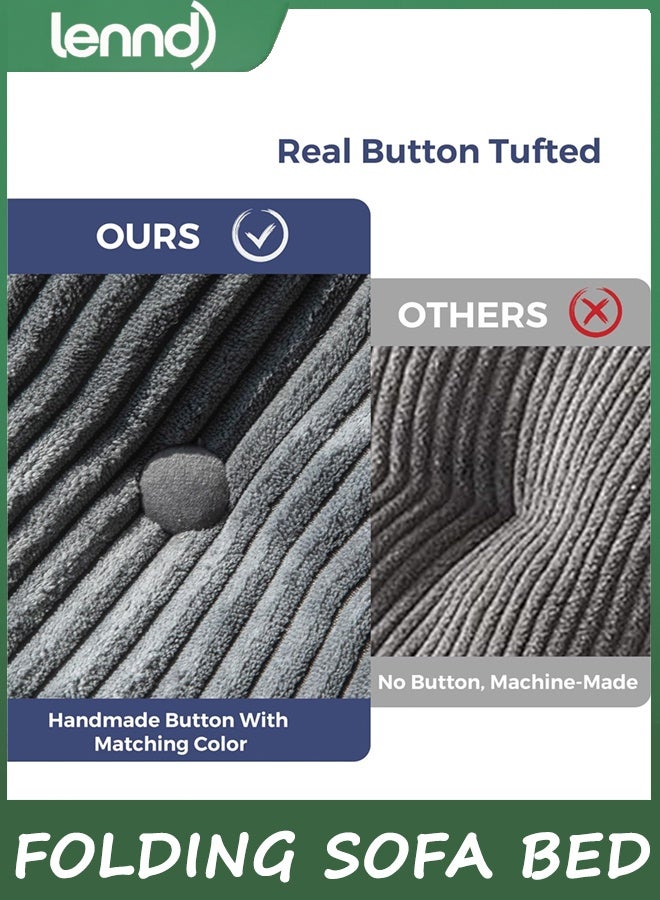 LENND Folding Sofa Bed, Convertible Sleeper Chair with Pillow Foldable Mattress with Back Support, Portable Fold Out Chair Bed Comfy Floor Sofa Lounge for Living Room Bedroom, Dark Grey, Single - Image 4