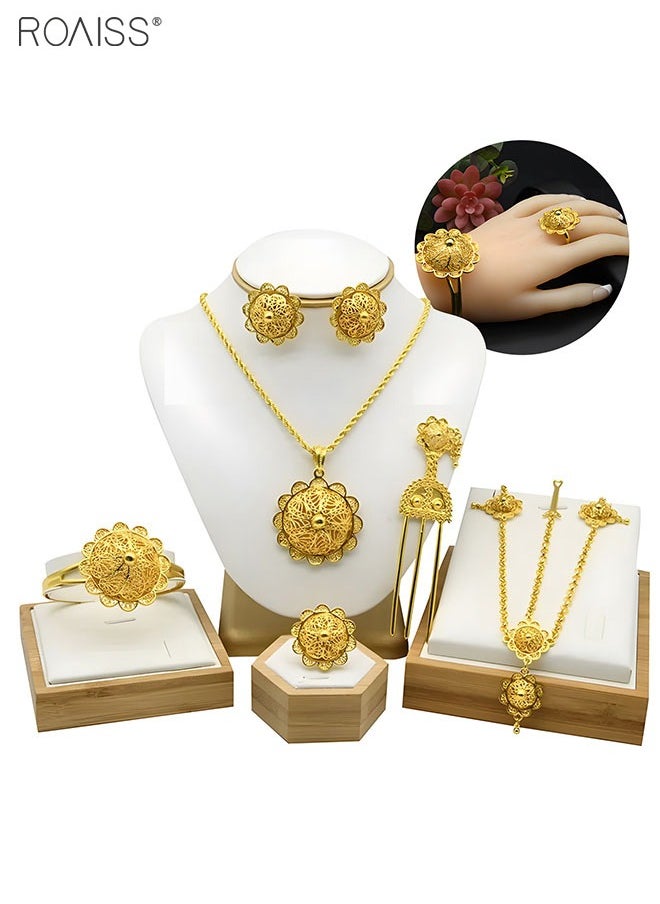 roaiss 6-Piece Gold Bridal Jewelry Set Middle Eastern Bride Wedding Accessories  - Image 1