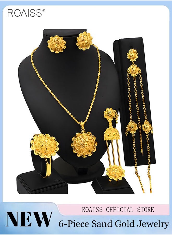 roaiss 6-Piece Gold Bridal Jewelry Set Middle Eastern Bride Wedding Accessories  - Image 2