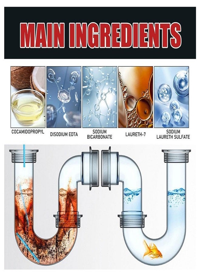 Marrkhor Power Gel Clog Remover Advanced Action Drain Cleaner Fast Dissolving Formula Removes Hair Grease Soap Scum Safe For Pipes Kitchen Bathroom Sinks Showers Effective, Professional Heavy Duty Home Use 220g - Image 2