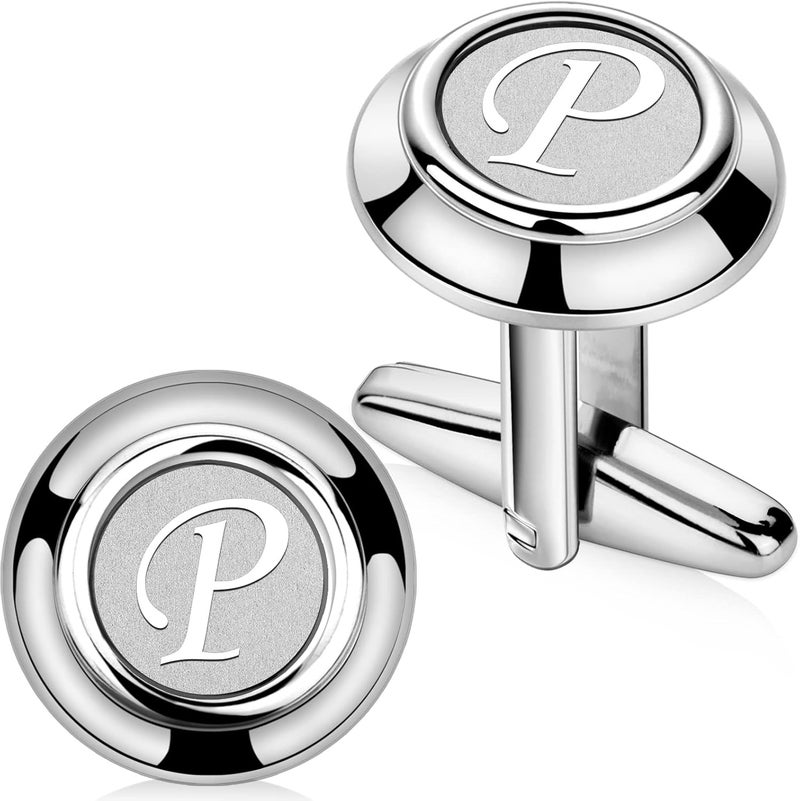 AMITER 26 Letters Tie Clip and Cufflinks for Men, Initial Tie Bar & Cuff Links Set Necktie Clip for Business, Wedding, Anniversary - Image 1