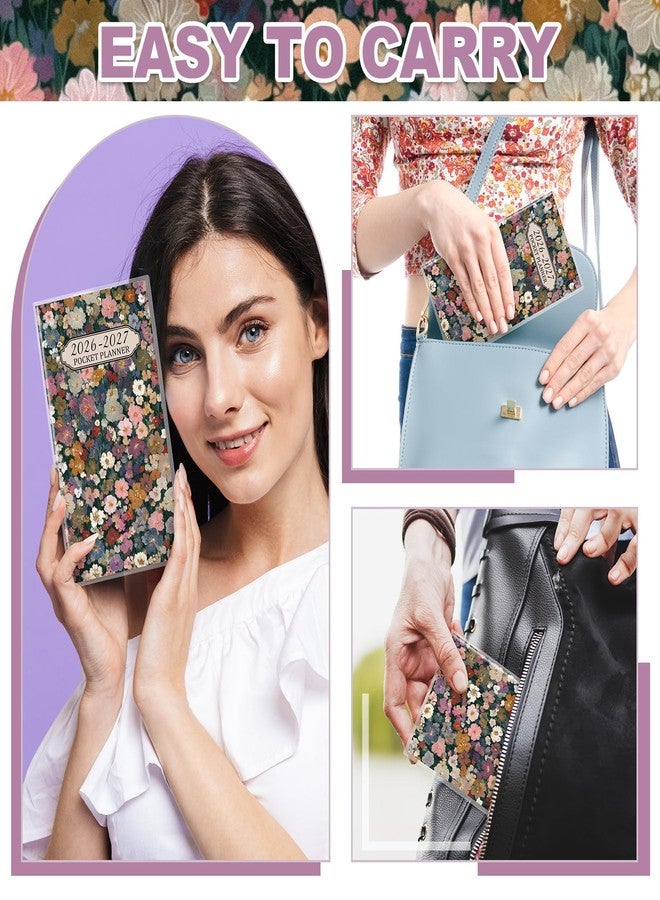 ReliThick 2026 Pocket Calendar for Purse Small Monthly Planner for Women Handy Weekly Pocket Planner Journal Notebook Christmas New Year Gift Sister Friends Women(2026-2027,Nature Floral) - Image 3