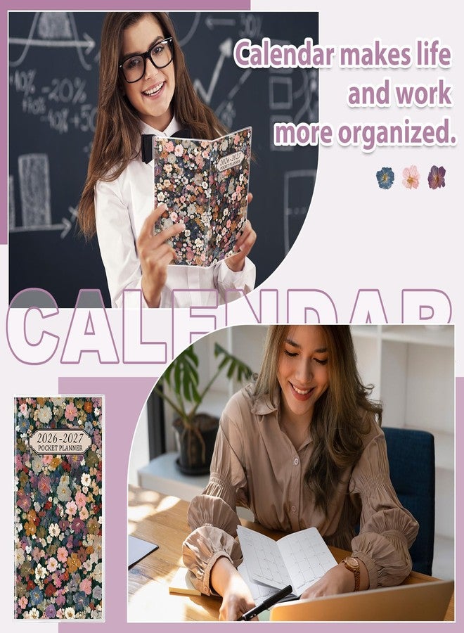 ReliThick 2026 Pocket Calendar for Purse Small Monthly Planner for Women Handy Weekly Pocket Planner Journal Notebook Christmas New Year Gift Sister Friends Women(2026-2027,Nature Floral) - Image 5