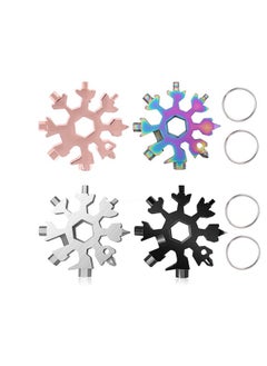 colorcasa 4 Pack 18-in-1 Snowflake Multi Tool, Portable Stainless Steel Snowflake Bottle Opener/Flat Phillips Screwdriver Kit/Wrench,Stocking Stuffers for Men, Snowflake Tool Christmas Gifts for Men Women  - Image 1