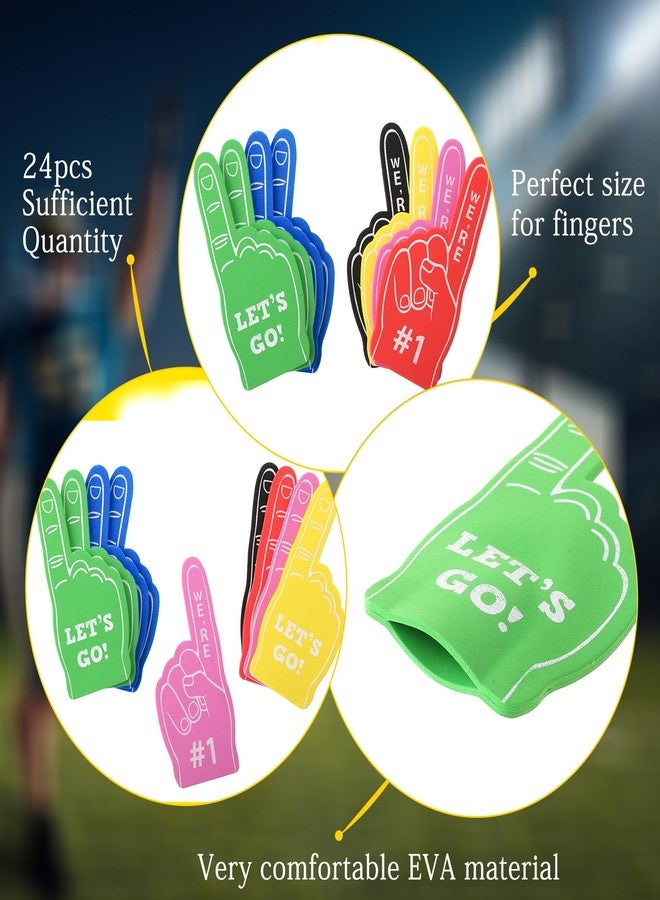 BOHUIZ 24 Pcs Mini Foam Fingers #1 for Fans Cheerleader, We're #1 and LET'S GO Sport Fan Foam Finger, Sports Themed Party Supplies for Baseball Basketball Football Sports Events(Colorful) - Image 3