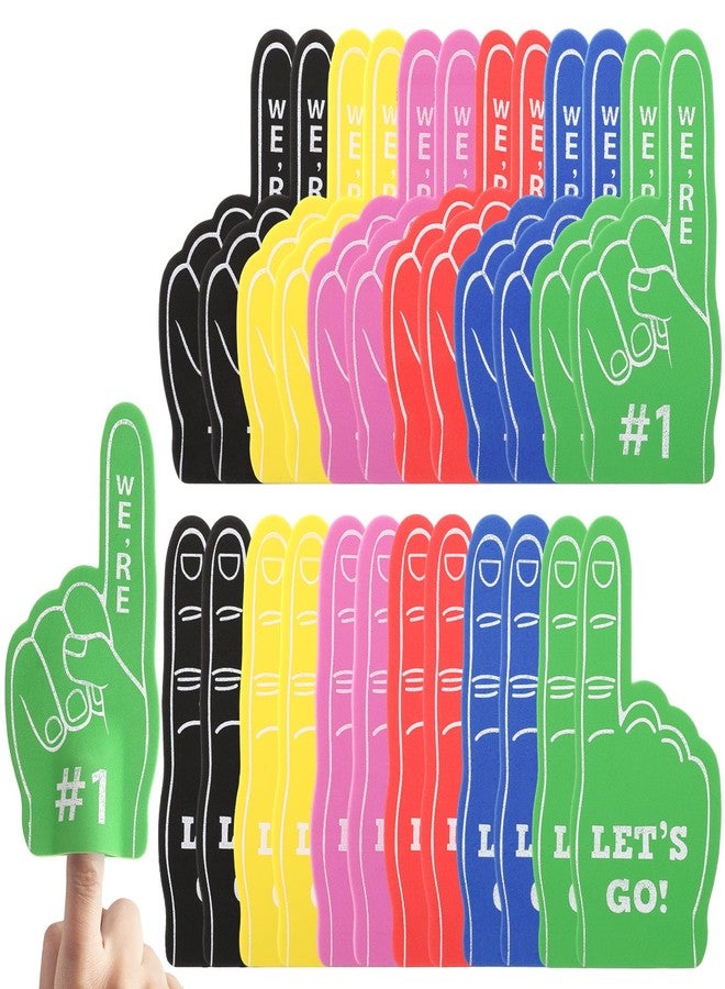 BOHUIZ 24 Pcs Mini Foam Fingers #1 for Fans Cheerleader, We're #1 and LET'S GO Sport Fan Foam Finger, Sports Themed Party Supplies for Baseball Basketball Football Sports Events(Colorful) - Image 1