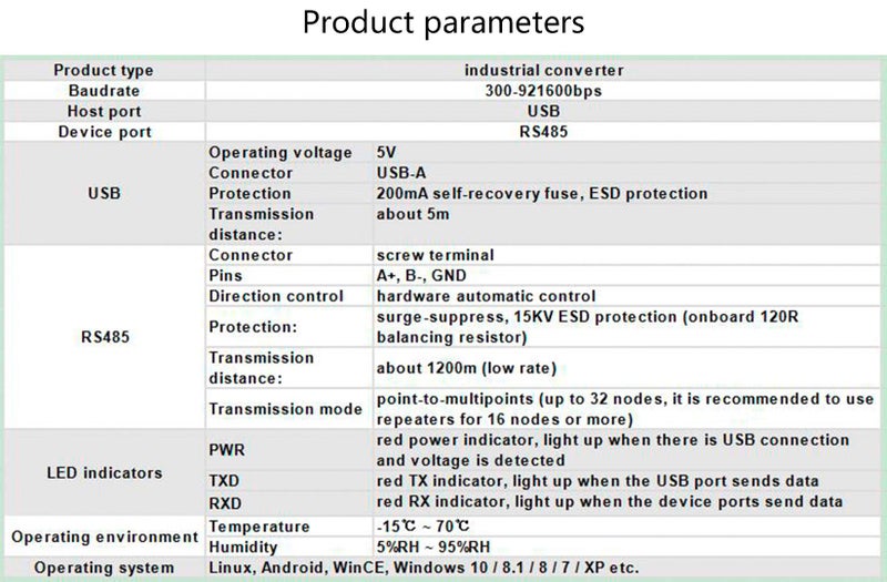 Waveshare USB to RS485 Converter Industrial Adapter Original FT232RL and SP485EEN Fast Communication Embedded Protection Circuits Resettable Fuse ESD Protection - Image 4
