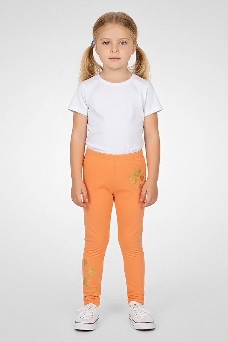 Hamleys Toddlers Girl Metallic Pull On Leggings, Orange - Image 1