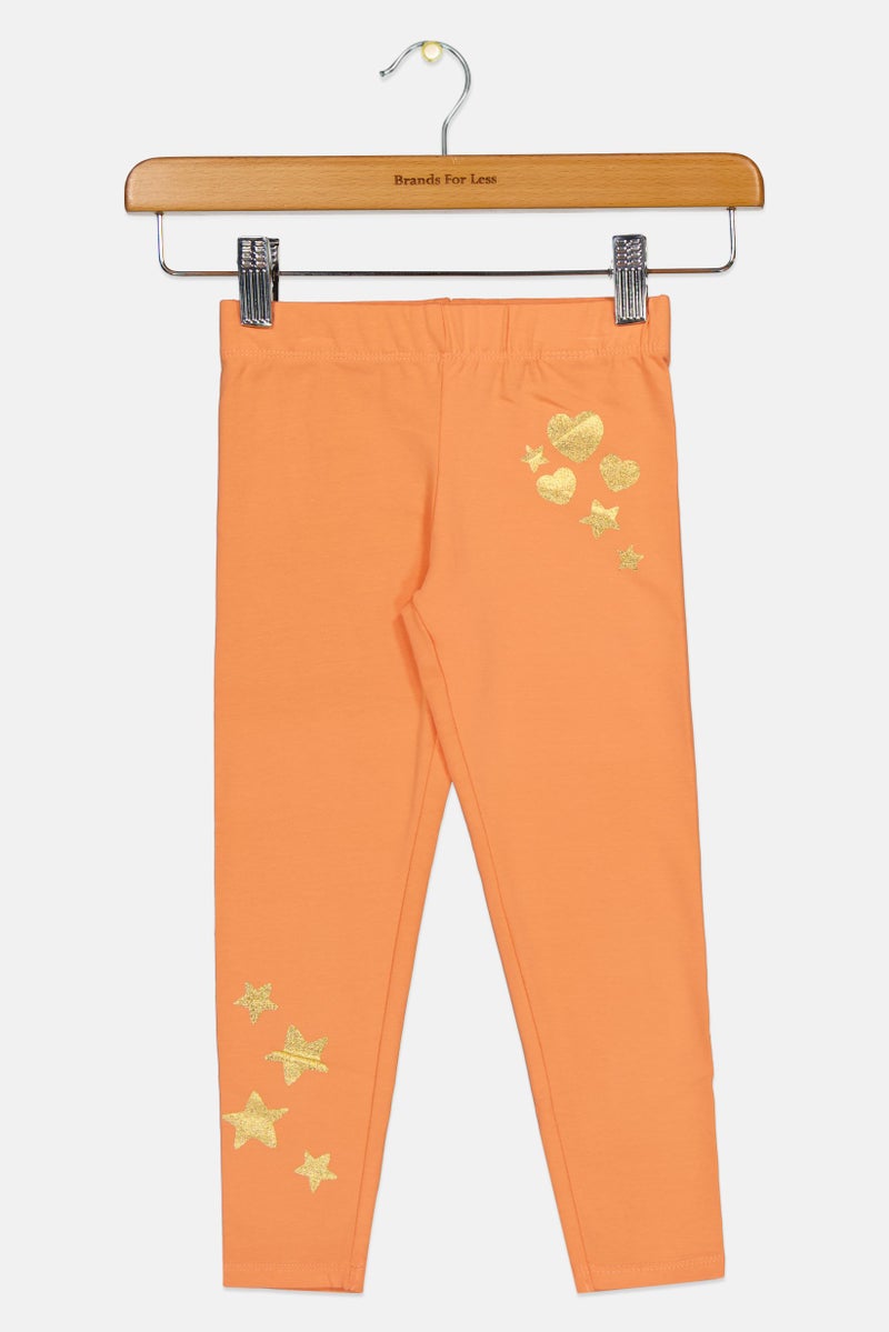 Hamleys Toddlers Girl Metallic Pull On Leggings, Orange - Image 3