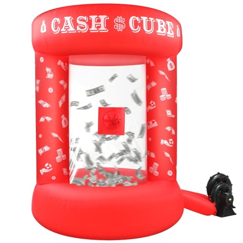 Silipull 5 FT Inflatable Cash Cube Booth Inflatable Money Machine Booth Money Blower Machine Cash Grab for Adults Game Activity Events No Blower IncludedRed - Image 1