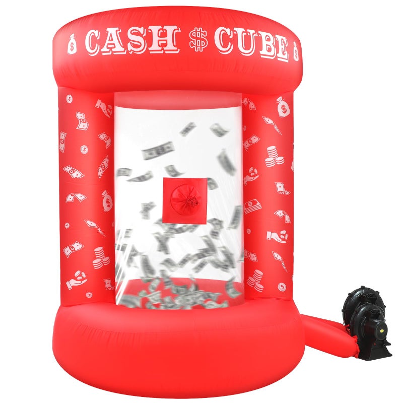 Silipull 5 FT Inflatable Cash Cube Booth Inflatable Money Machine Booth Money Blower Machine Cash Grab for Adults Game Activity Events No Blower IncludedRed - Image 2
