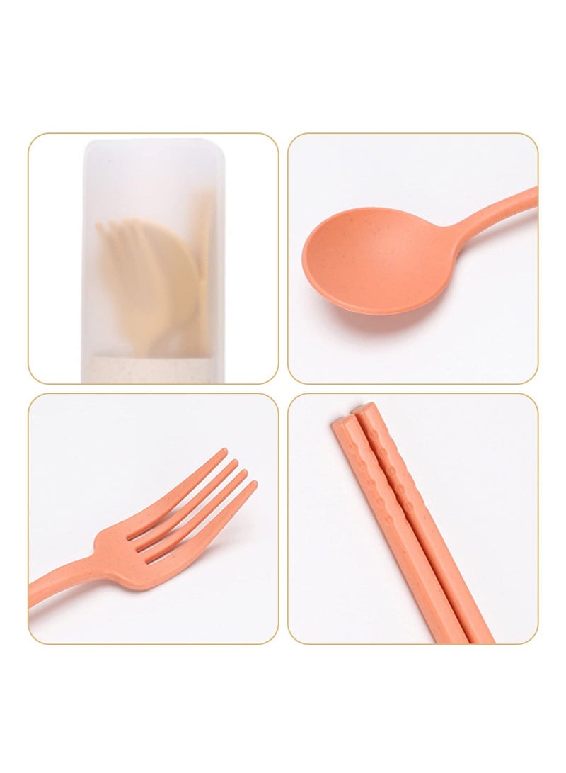 Wheat Straw Cutlery,4 Sets Portable Cutlery Spoon Knife Fork Tableware Set,Reusable Travel Flatware Set with Case for Kids Adults School Travel Camping Family Daily Use(4 Colors) - Image 2