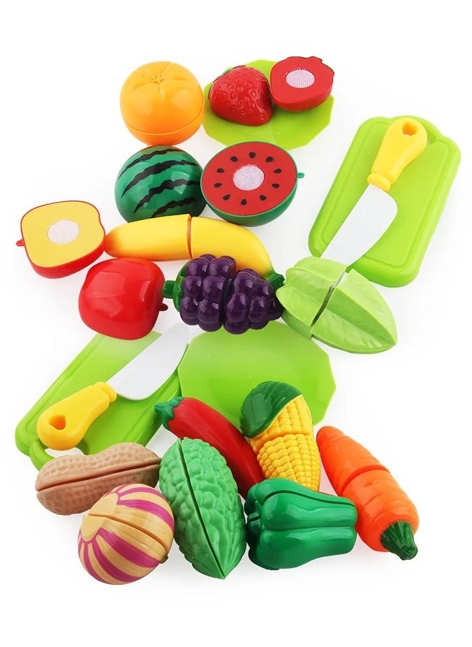 VIO Kids Food Cutting Toy Set Educational Kitchen Role Play Toys for Toddlers Kids Includes Cutting Board Knife Sliceable Fruits Vegetables Perfect Gift for Aspiring Young Chefs Pretend Play  - Image 1
