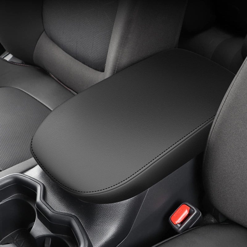 AOMSAZTO غطاء كونسول مركزي AOMSAZTO JXCRAFT لسيارة تويوتا RAV4 من الجلد الصناعي، غطاء مسند ذراع السيارة، واقي صندوق المقعد، ملائم مخصص متوافق مع 2019 2020 2021 RAV4 أسود - Image 2