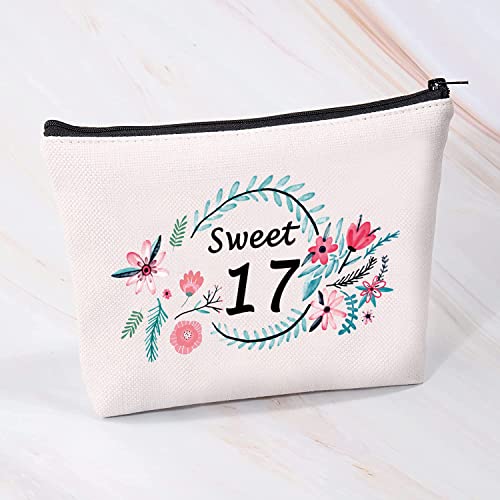 MBMSO Sweet 17 Makeup Bag Happy 17th Birthday Gift Bag 17 Year Old Girl Gifts Inspirational Gifts always Remember You are Braver than You Believe (Sweet 17) - Image 4